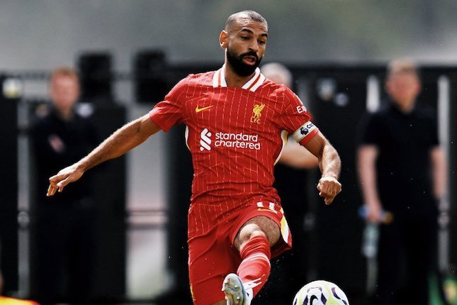 Penyerang Liverpool Mohamed Salah beraksi di laga uji coba melawan Preston North End, Jumat (19/07/2024). (c) Dok. Liverpool FC X